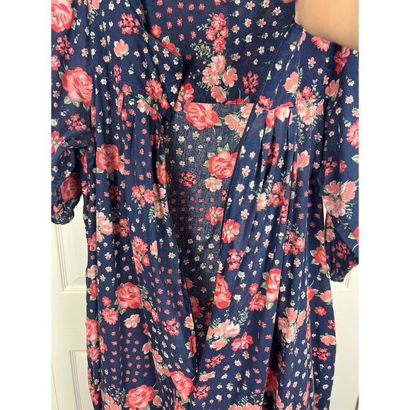 Only Necessities Womens Muumuu House Dress Medium 14/16 Blue Pink Floral Cotton - Picture 8 of 9